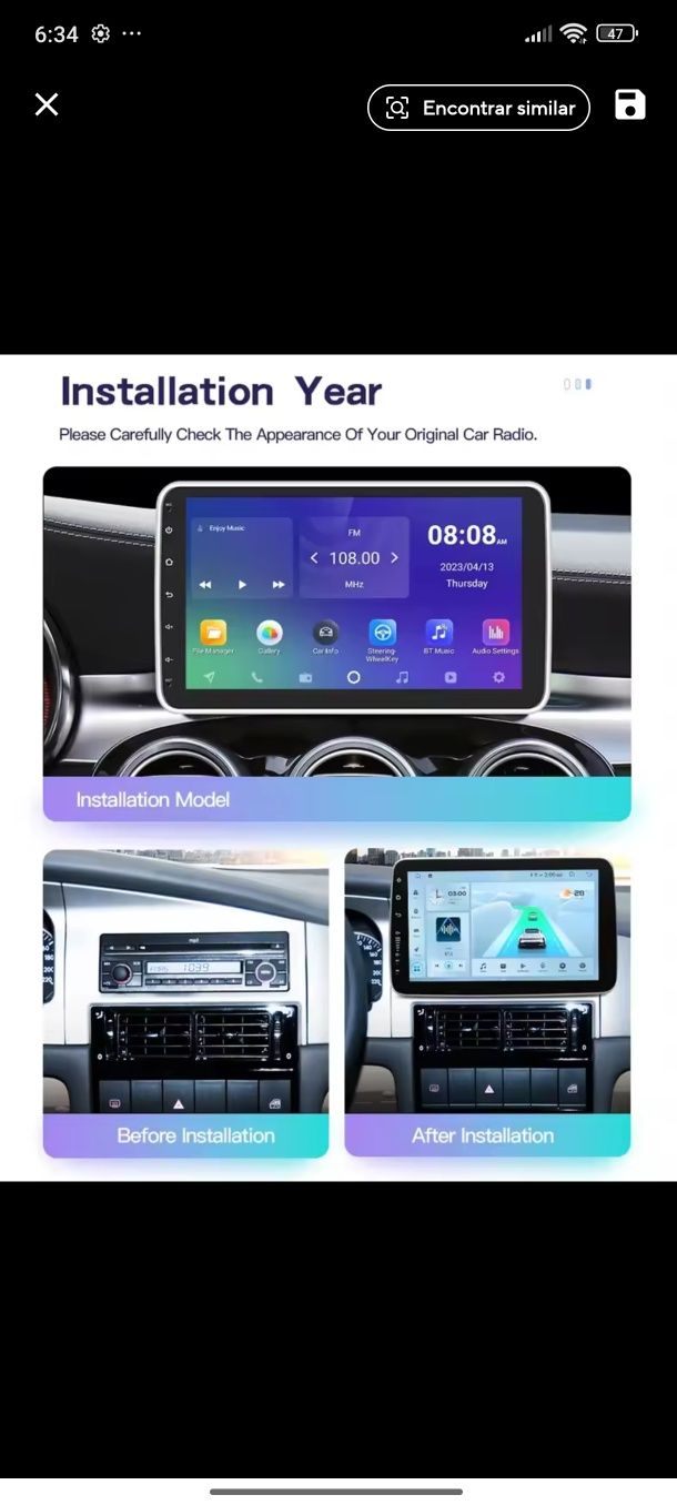 Rádio TOP 1DIN com Android e GPS