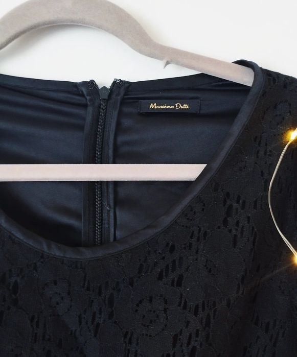 Sukienka Massimo Dutti czarna koronkowa mini 42 XL