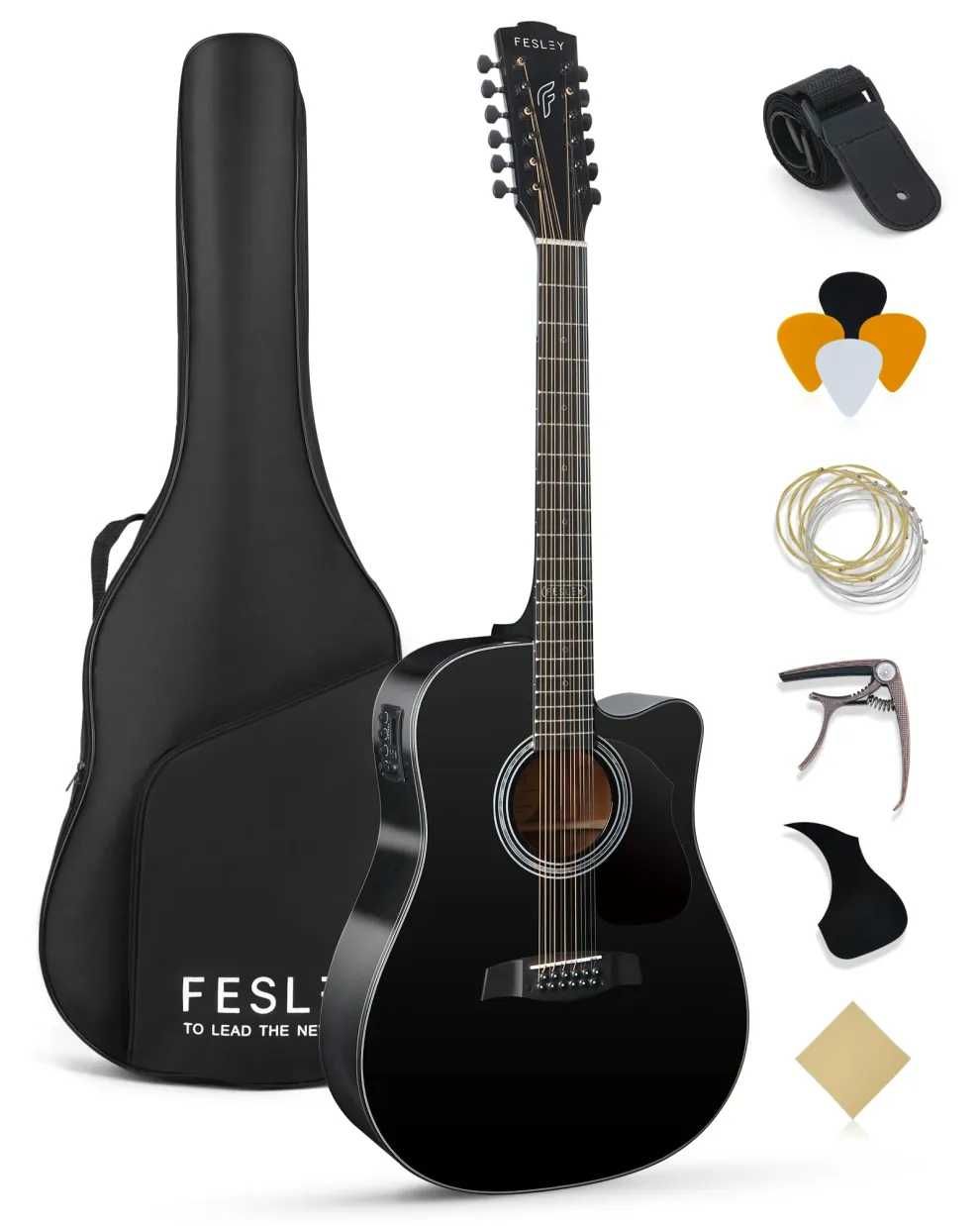 Гітара електро-акустична 12-тиструнна Fesley FDET280C (комплект)