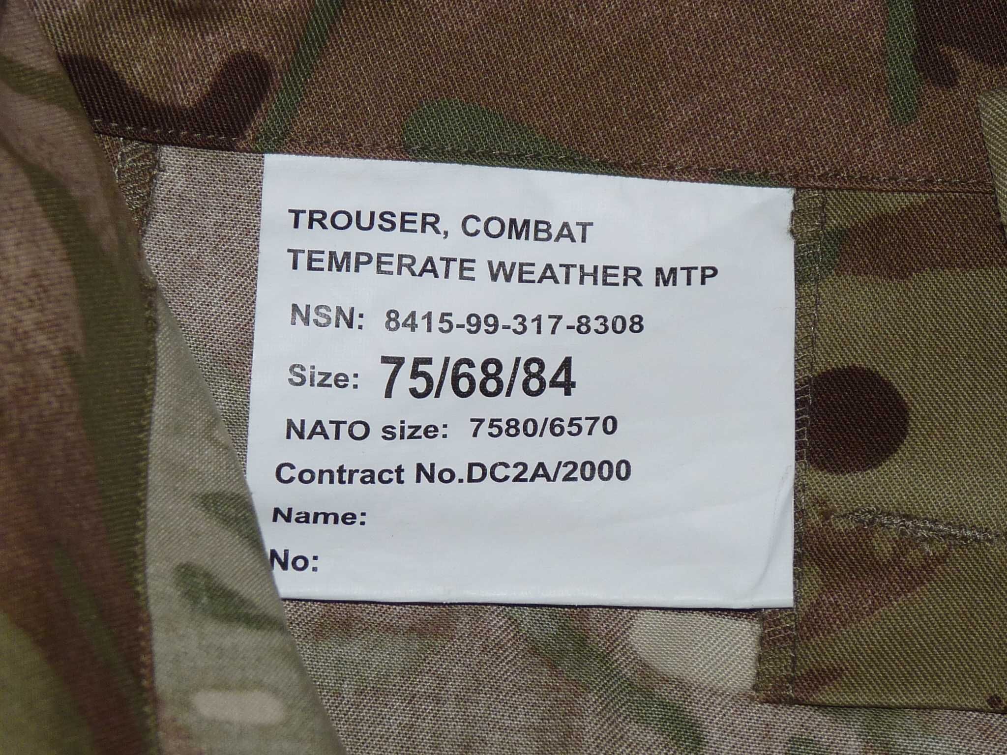 NOWE spodnie wojskowe MTP temperate weather 75/68/84 pas 69cm