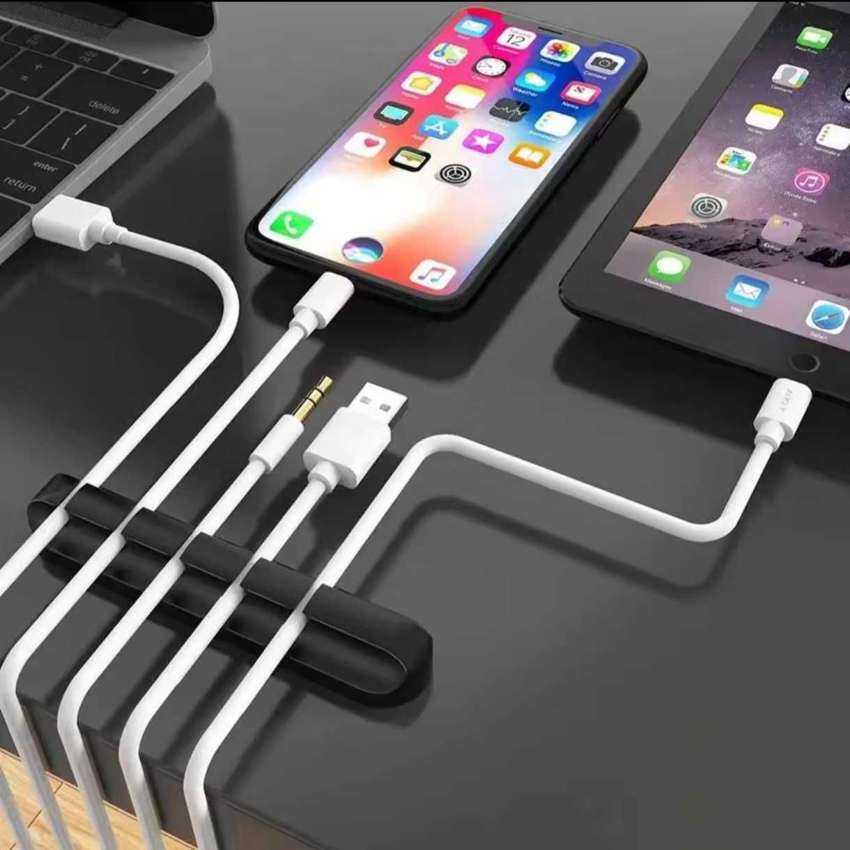 НОВЫЙ Силиконовый Держатель для кабеля на 7 USB шнуров с креплением