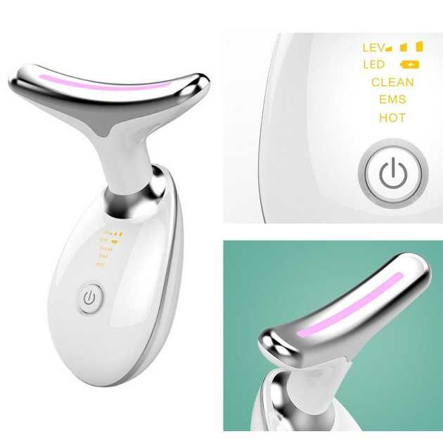 Мікрострумовий масажер для обличчя та шиї ES-1081 з LED та підігрівом