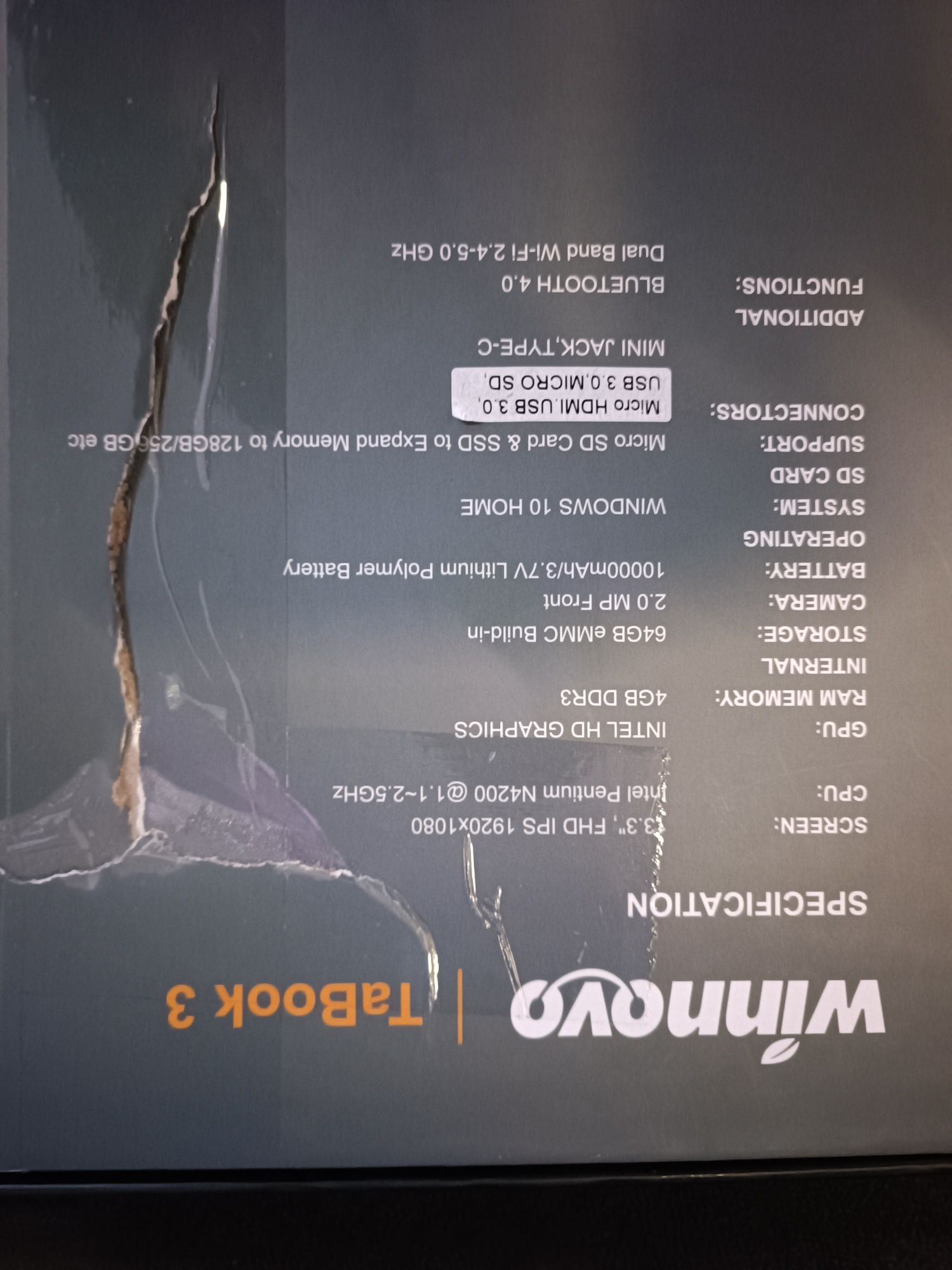 Laptop / tablet Winnovo TaBook3 13,3" dodatkowy dysk m.2 SSD 120 GB.