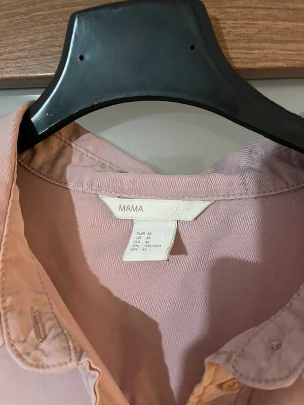 różowa pudrowy róż koszula H&M mama 38 M 40 L ciąża karmiąca