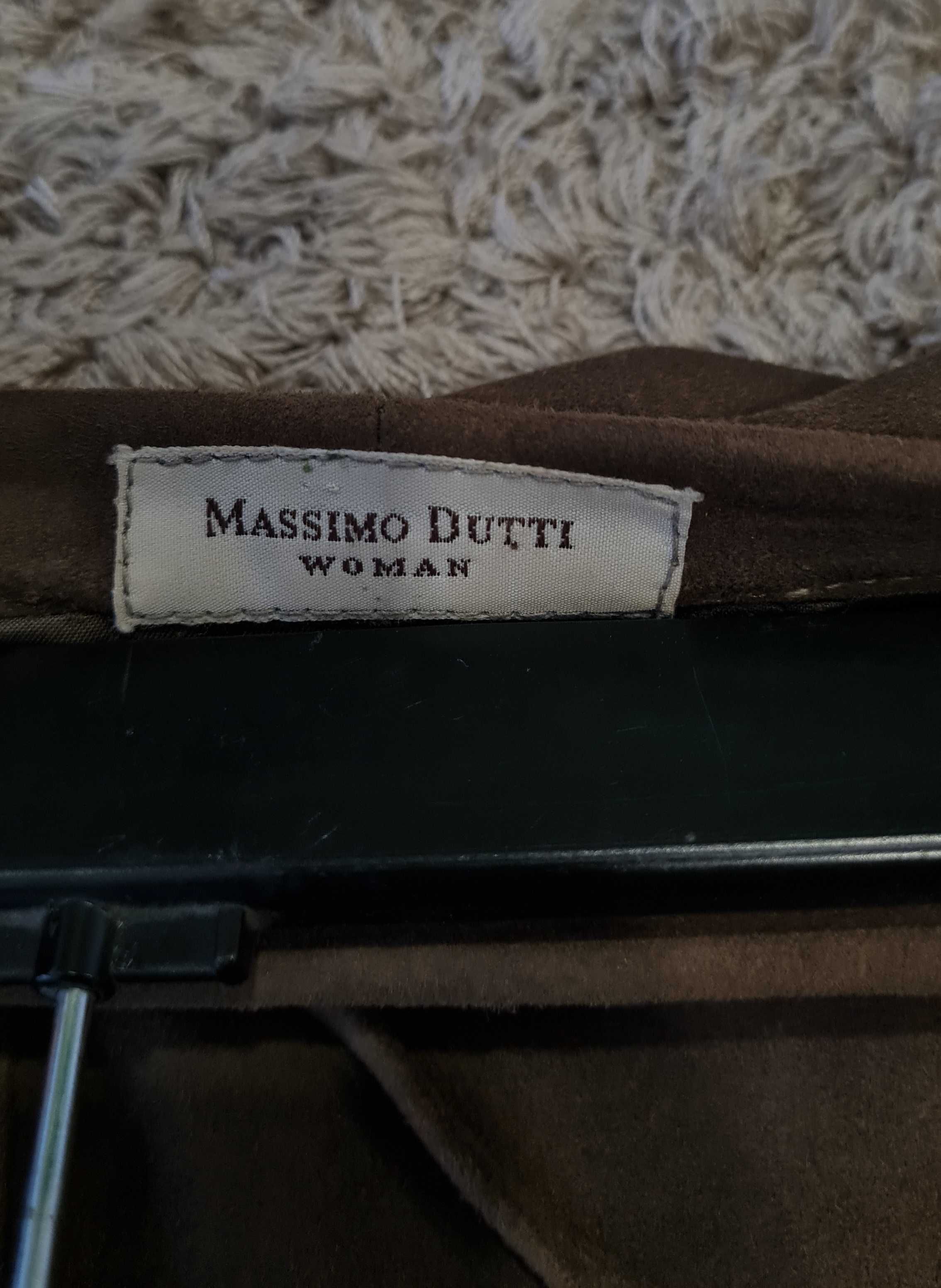Mini saia de camurça beje/castanha claro Massimo Dutti