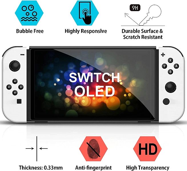 4x Szkło hartowane Nintendo Switch Oled zestaw + ramka montażowa