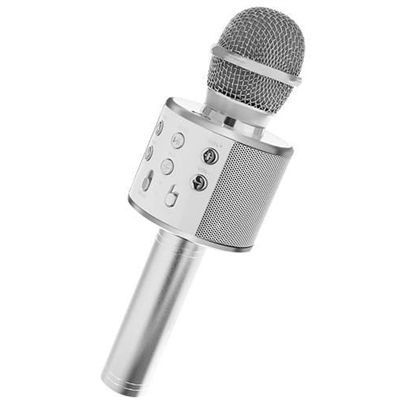 Mikrofon Karaoke Z Głośnikiem Srebrny