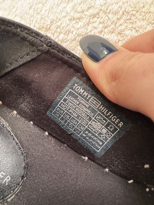 Мокасины эспадрильи tommy hilfiger 38p черные кожа