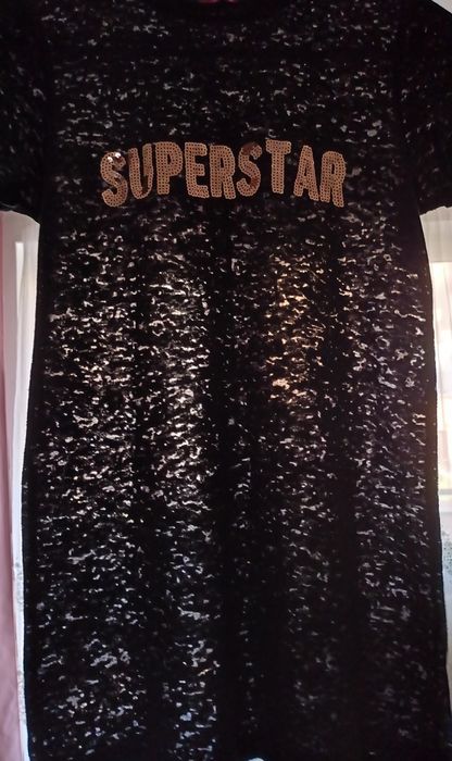 Czarna prześwitująca bluzka, t-shirt rozmiar XS/S,