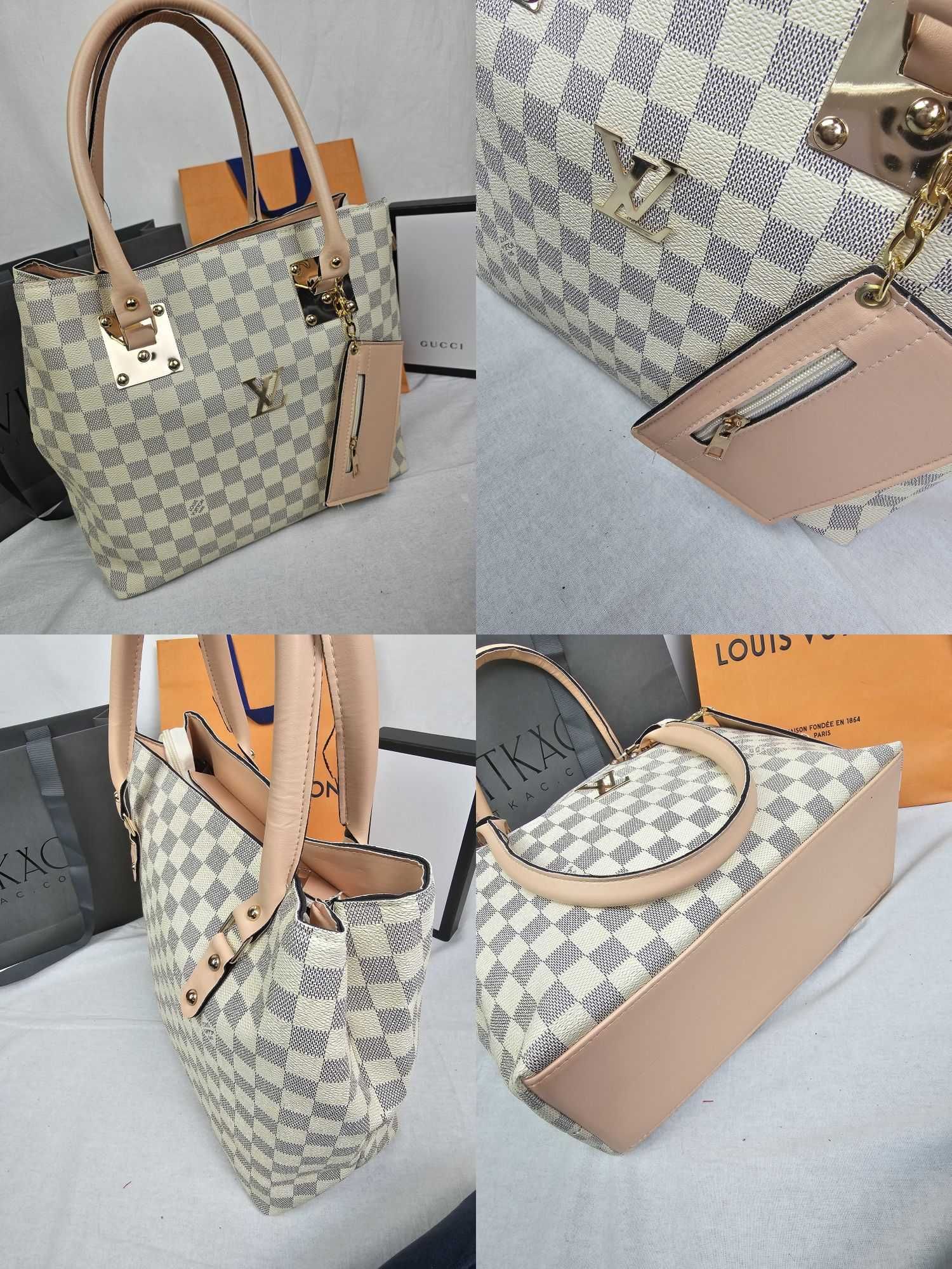 Torba z saszetka Louis Vuitton czarna kratka nowość hit