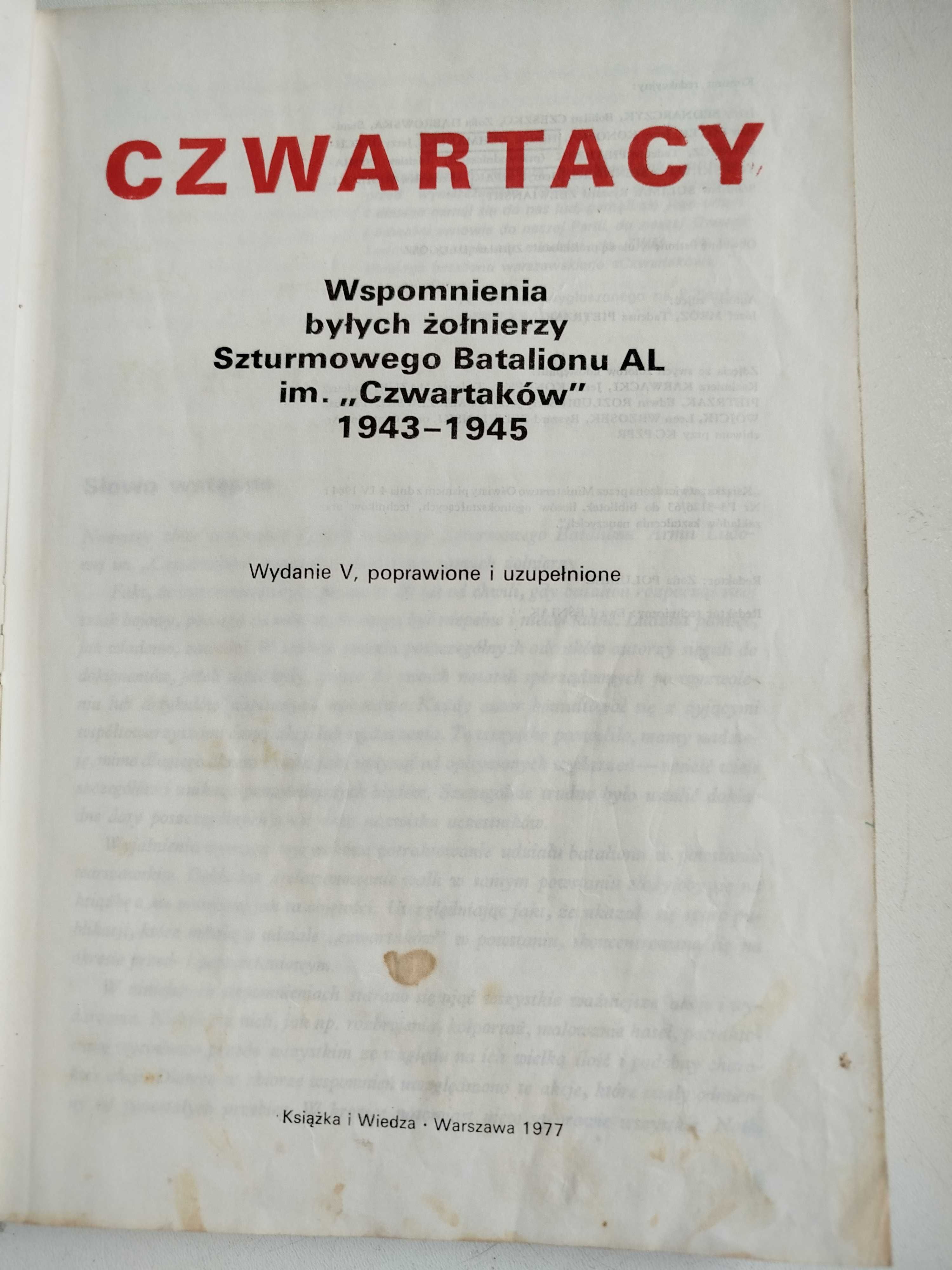 Czwartacy Wspomnienia byłych żołnierzy AL  z dedykacją