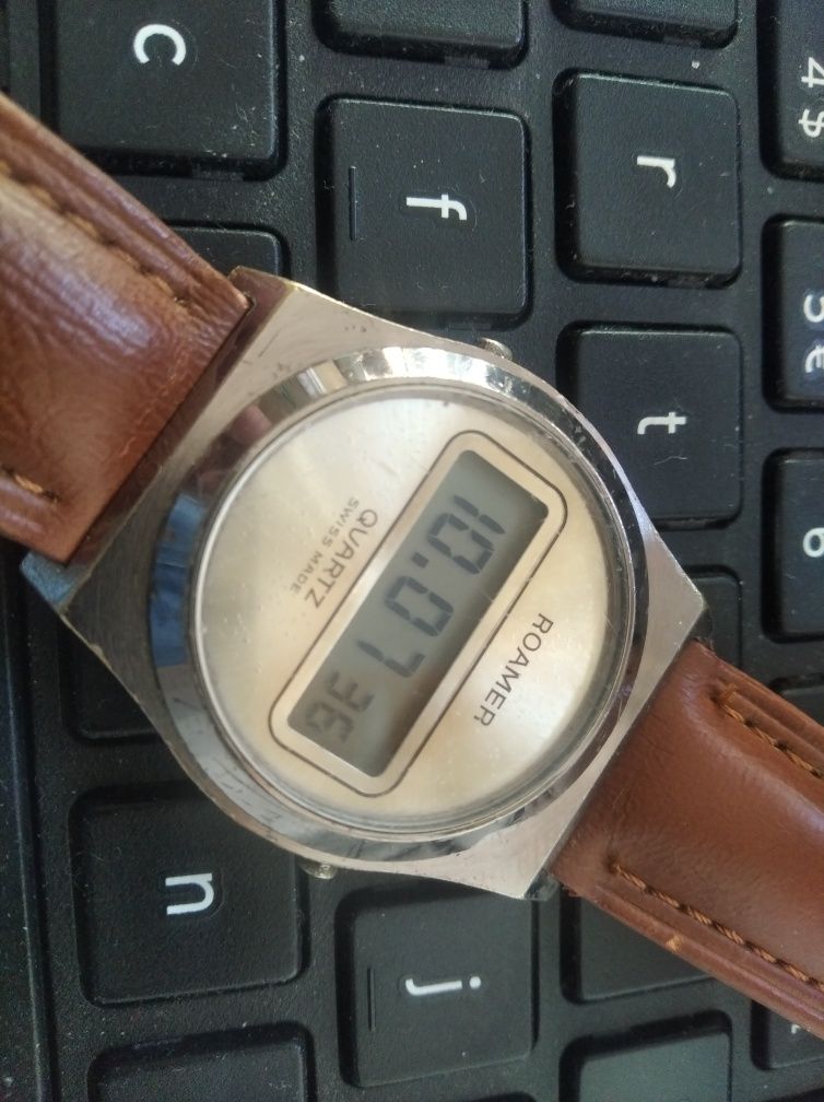 Roamer LCD rarytas kolekcjonerski męski zegarek Swiss Made
