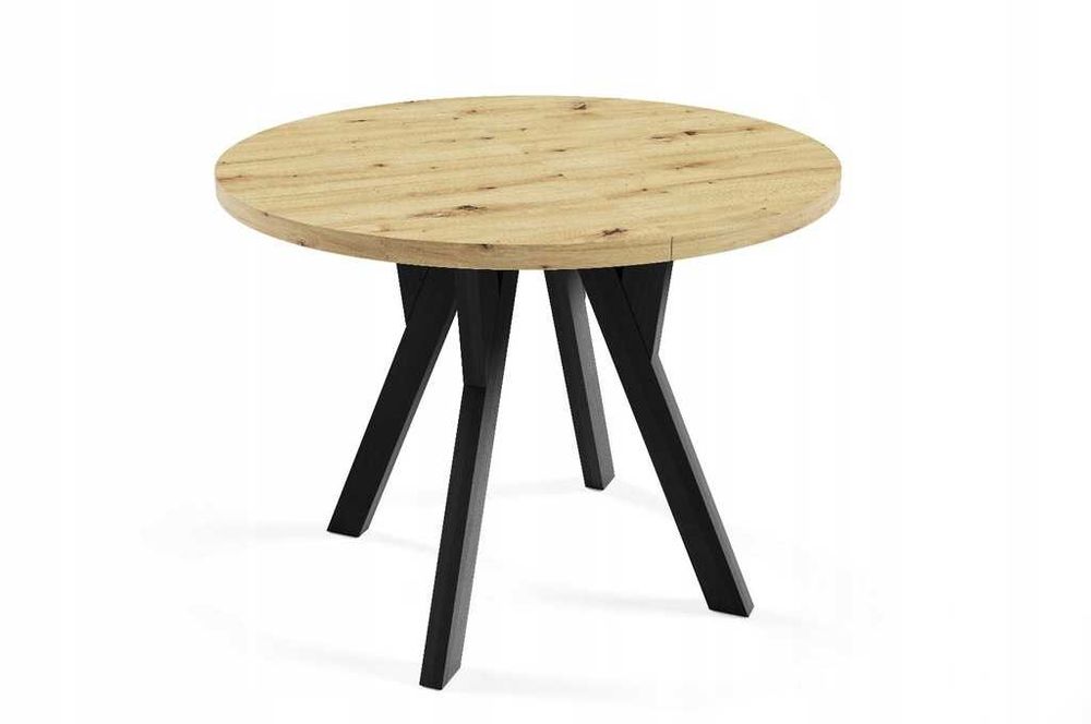 Stół okrągły rozkładany ORIO 100/200 cm - craft złoty/czarny