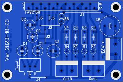 Друкована плата для підсилювача на мікросхемі Toshiba TA8215H