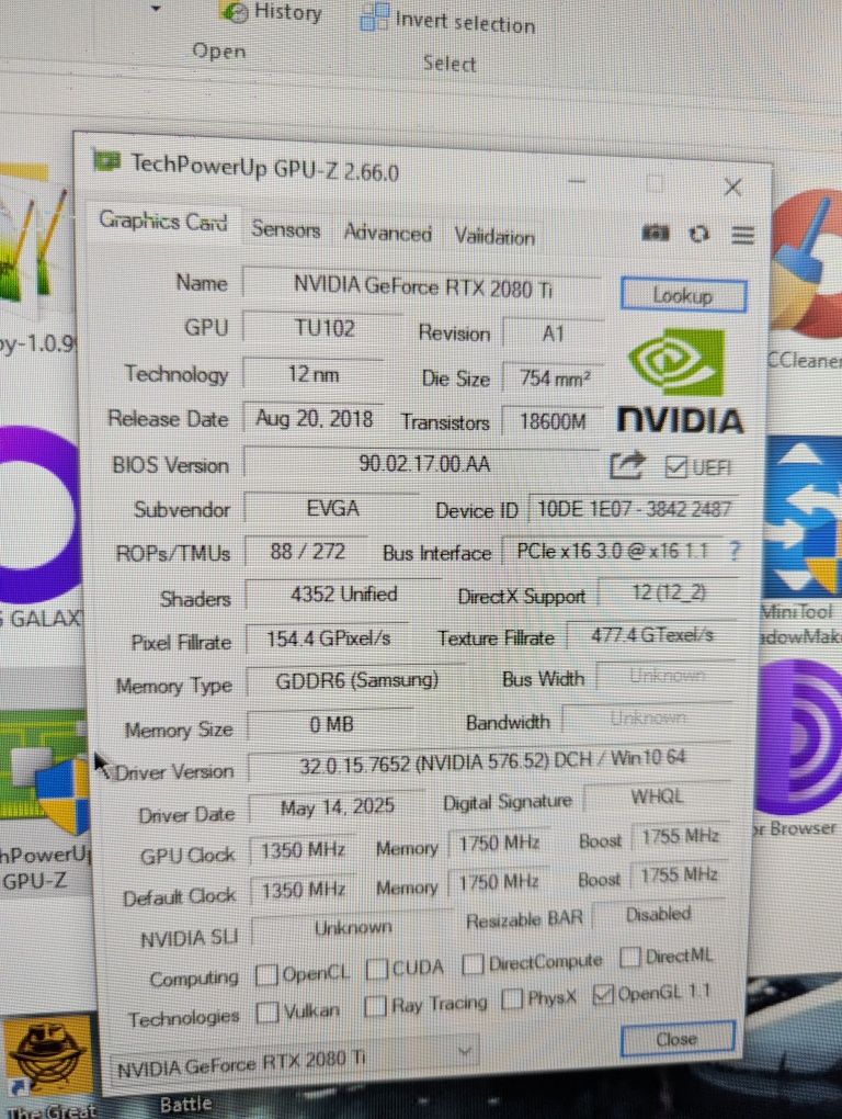 Глючна під ремонт Відеокарта Evga Rtx 2080 Ti ftw3 ultra 11gb