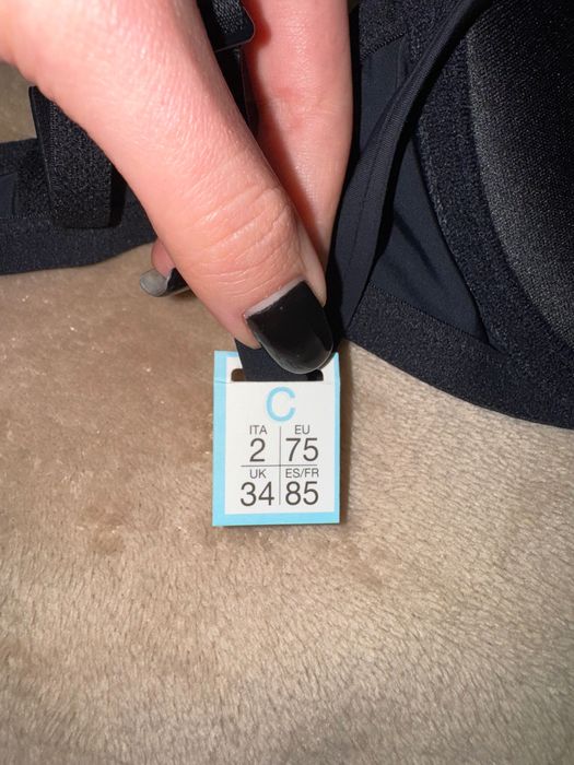 Бюстгальтер Tezenis, 75C, чорний та молочний, невеликий пушап, новий