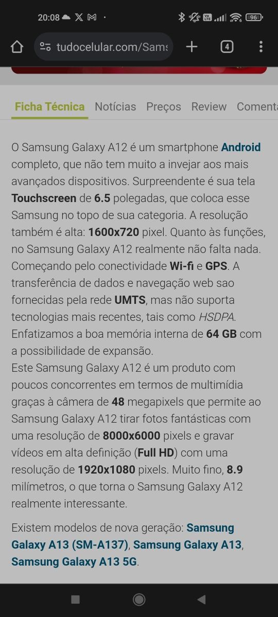 Samsung Galaxy A12 praticamente novo