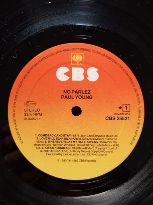 Paul Young PŁYTA WINYLOWA rock POP MUZYKA 1982 no parlez