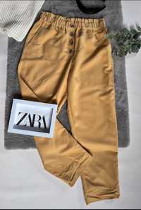 Spodnie ciemnożółte paper bag Zara rozmiar S
