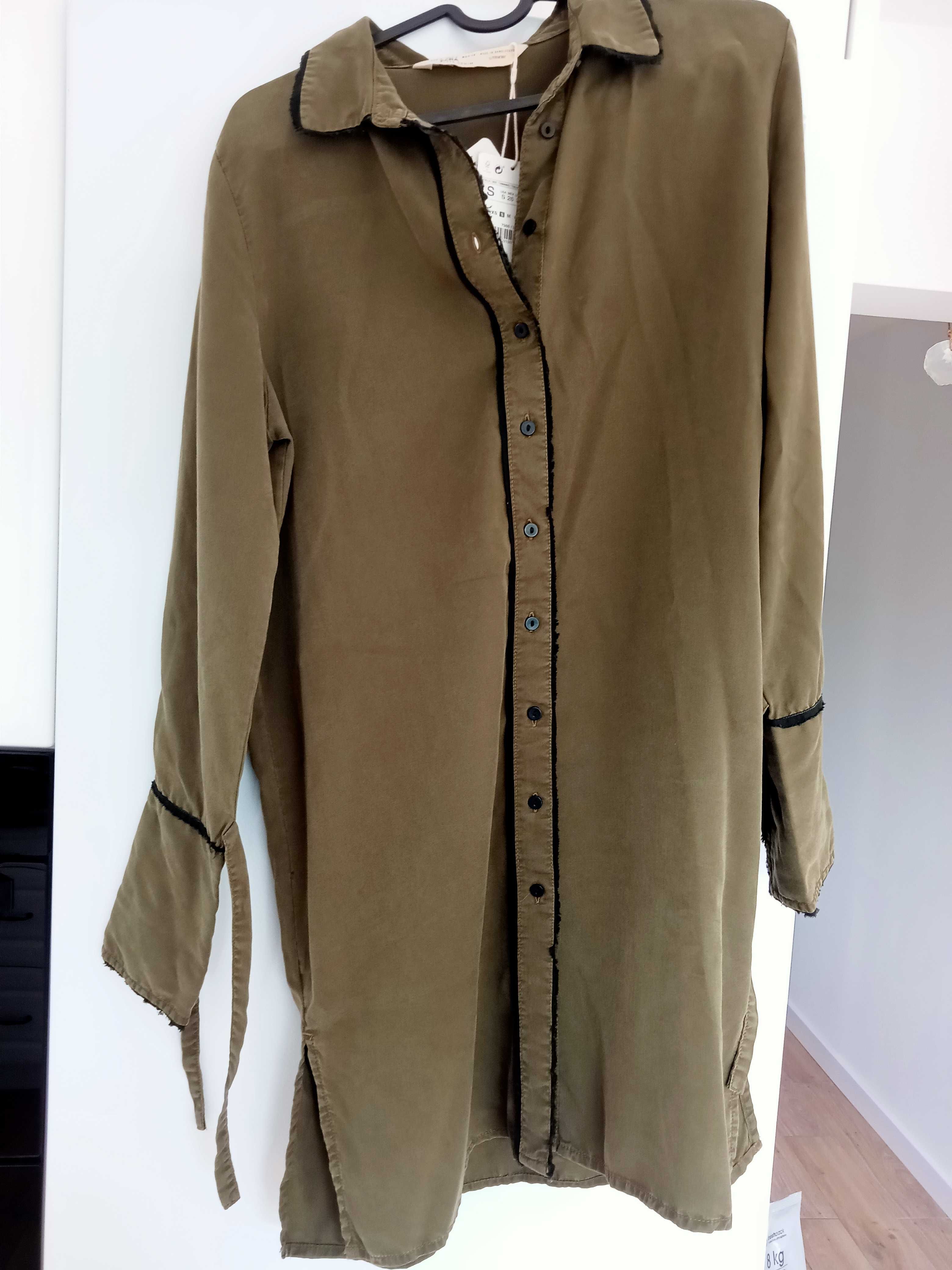 Koszula damska Zara denim Z1975 khaki