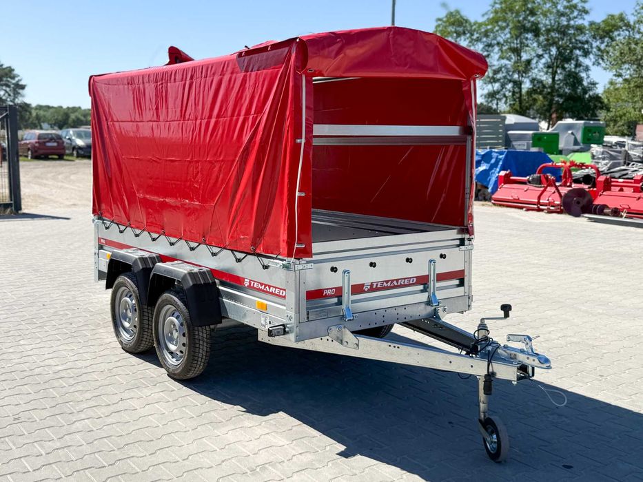 Przyczepka do straży 264 x 126 cm strażacka z plandeką czerwoną 110 cm
