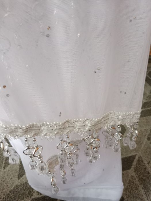 Firanka nowa z kryształkami krótka 400*160cm bez prasowania