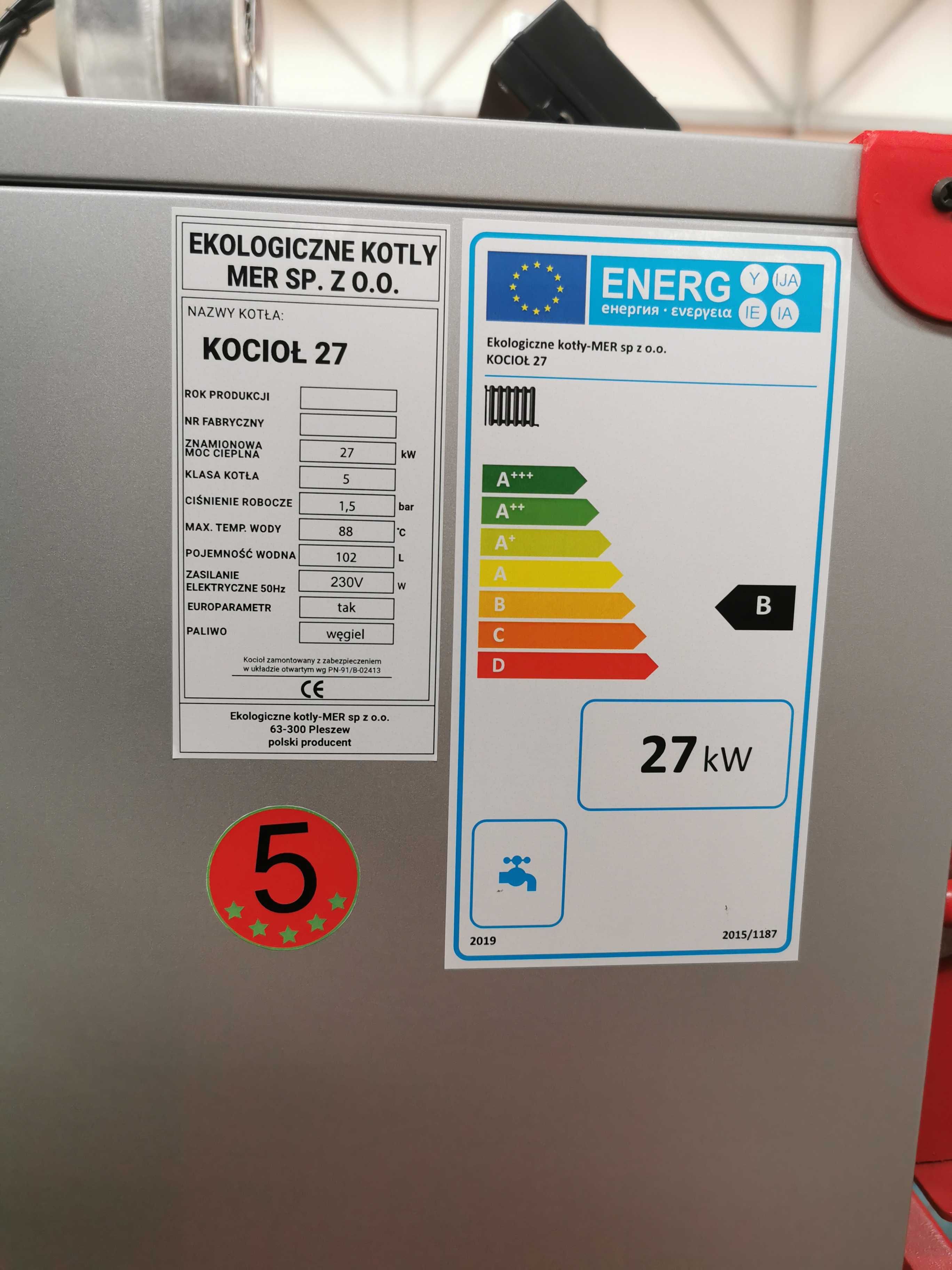 Kotły kocioł piece piec na DREWNO WĘGIEL z dmuchawą sterownikiem 27kW