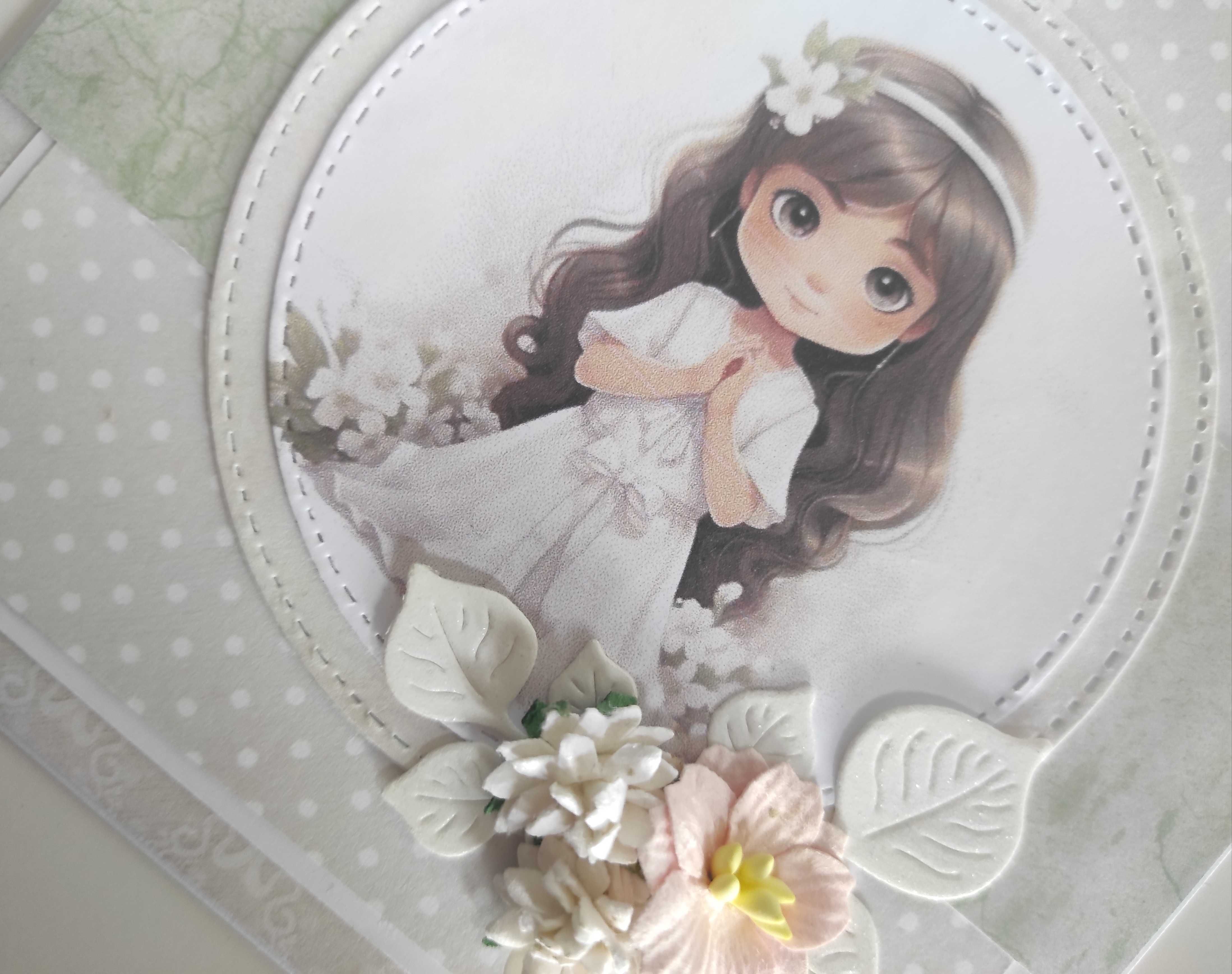 Kartka ręcznie robiona Komunia Święta handmade