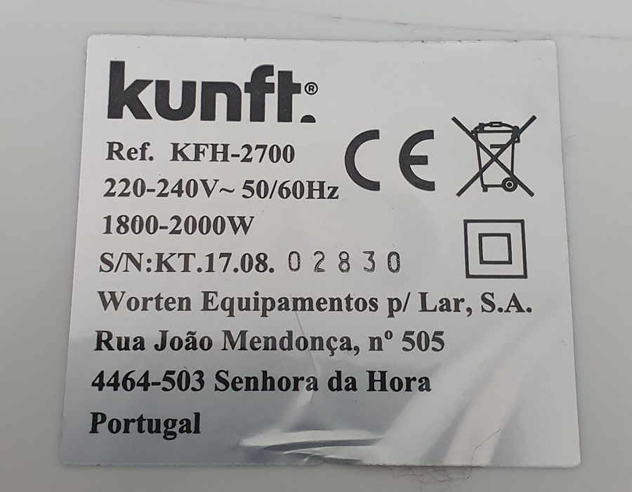 Aquecedor, termo ventilador, KUNFT