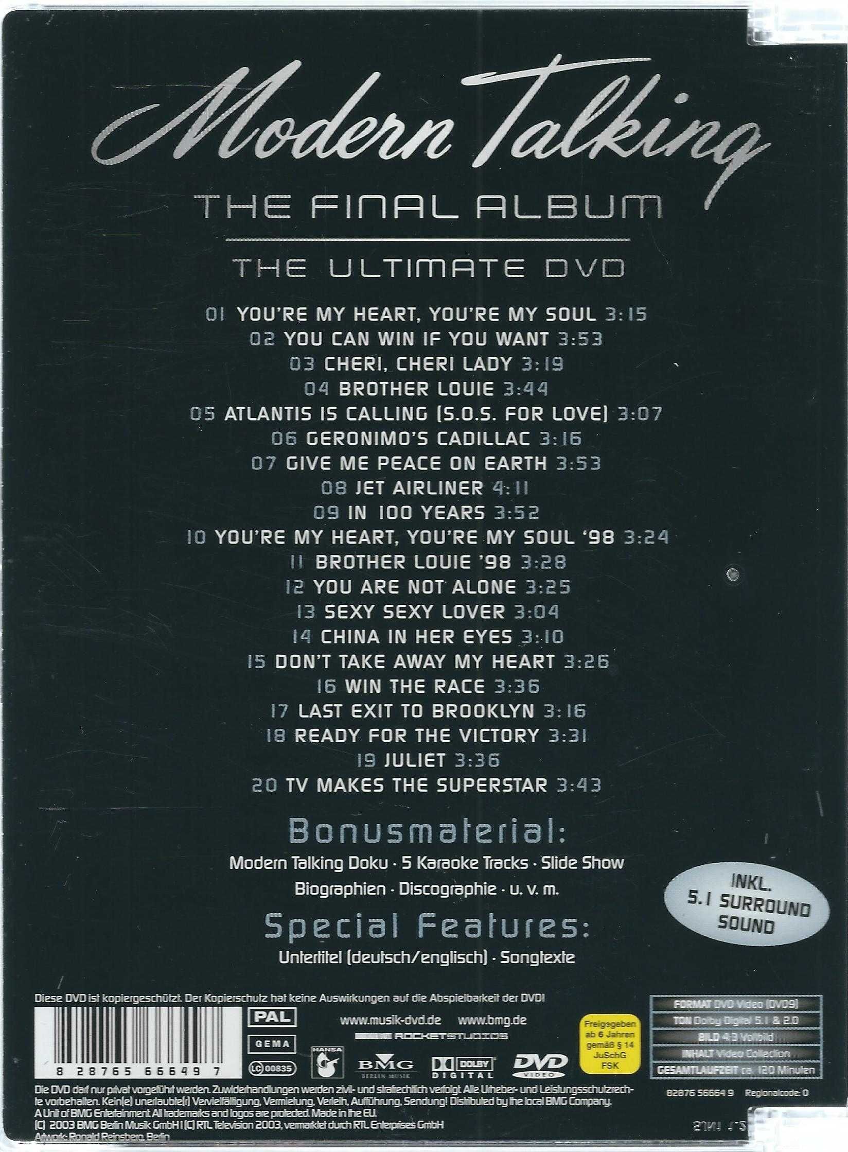 DVD Modern Talking - The Final Album - The Ultimate (2003) (BMG Berlin