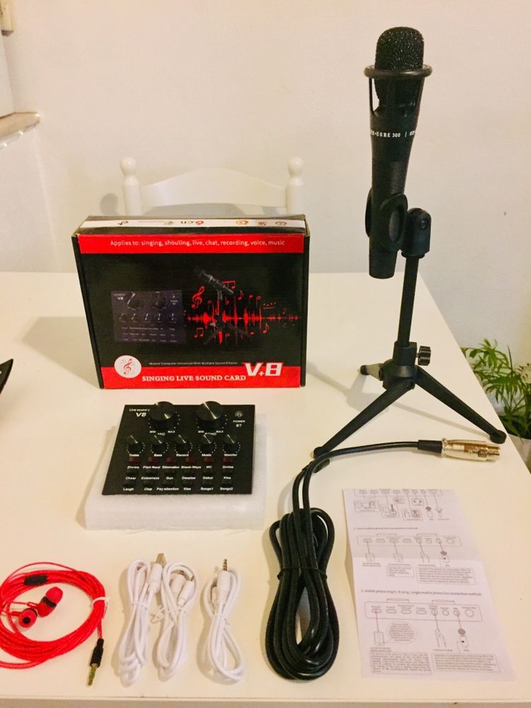 Podcast Live Recording / Broadcast Soundcard V8 Kit Completo [Novo]