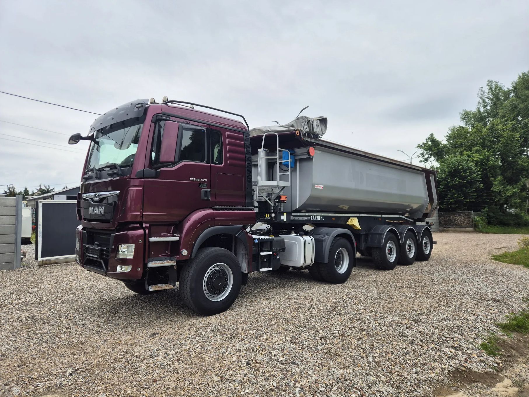MAN TGS 18.470 4X4 Reduktor Most Zestaw Patelnia Wywrotka Euro6 Carnehl Ciągnik siodłowy Naczepa Hydraulika Mulda