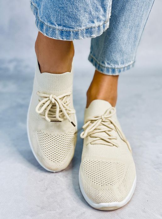 Buty Sportowe Skarpetkowe Welo Beige