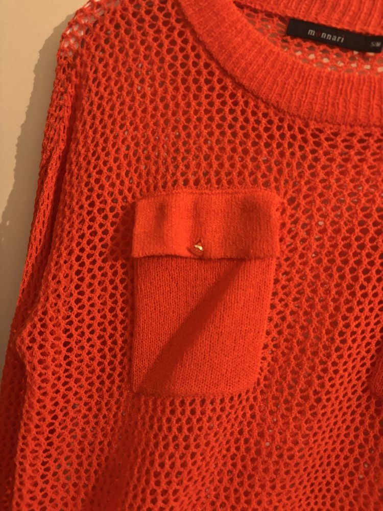 Sweter siateczkowy pomarańczowy Monnari