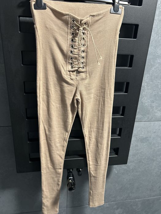 Nowe leginsy bawelna bezowe l/xl