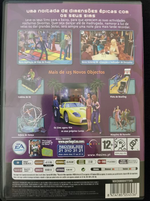 Vende-se pack especial Sims 2,jogo original e expansão Sims na noite