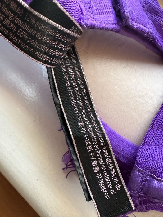 Фіолетовий мереживний бюстгальтер з пуш-ап зі стразами вікторія сикрет