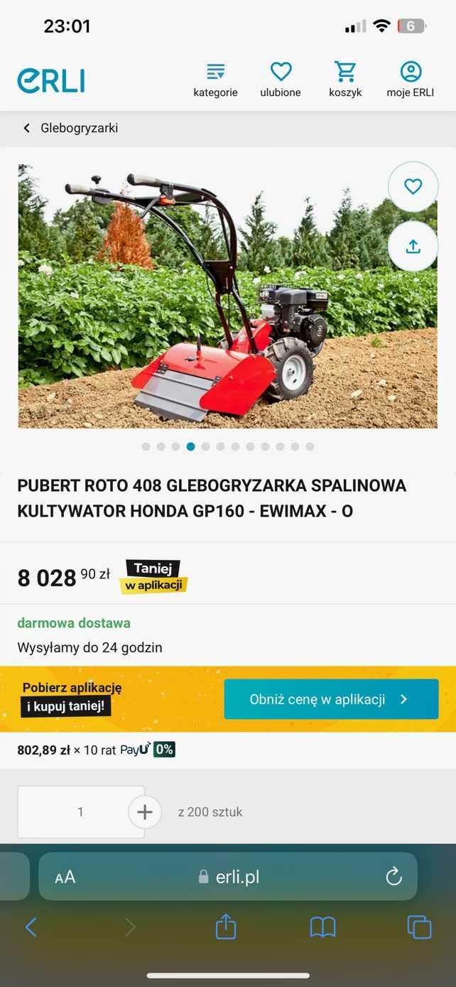 Glebogryzarka, kultywator Pubert408 z silnikiem Hondy - Wysoka jakość.