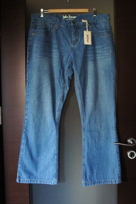 damskie spodnie dżinsowe dzwony ocieplane jesień 46 48 dżinsy bootcut