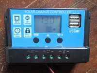 Controlador de Carga Solar 12V/24V 30A ecrã LCD e USB regulador