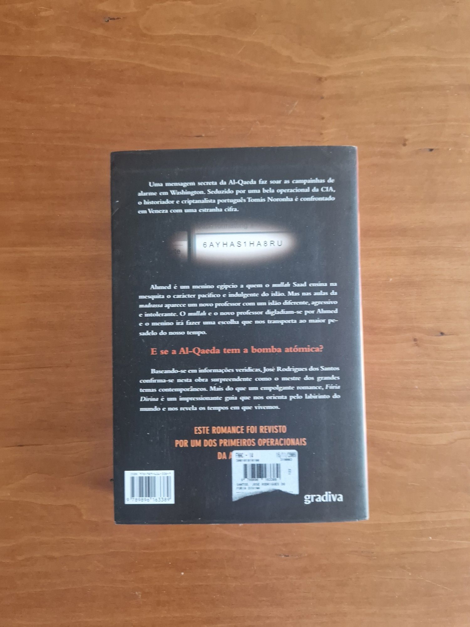 Romance "Fúria Divina", José Rodrigues dos Santos