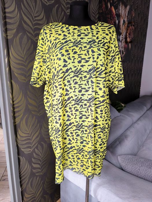 Żółta sukienka oversize Primark 46/48 krótki rękaw summer style plus s