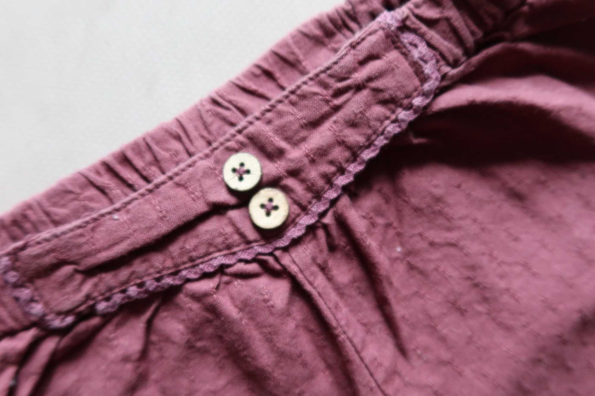 Spodnie 68 newbie bordowe wzorek haft wyprawka dla dziewczynki