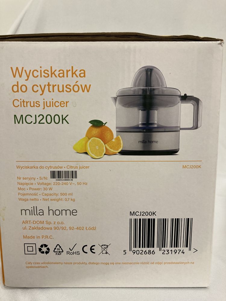 Wyciskarka do cytrusów Milla Home MCJ200K nowa