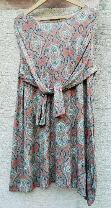 Pocomoto Długa, prosta wzorzysta asymetryczna tunika 42/44