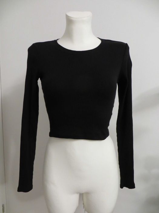 Bluzka damska czarna Monki rozmiar S materiał prążkowany