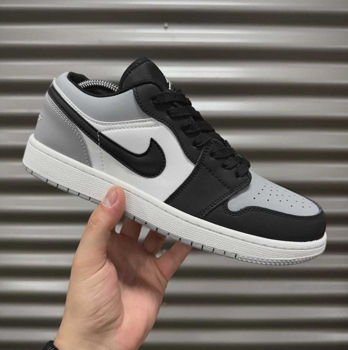 Кроссовки Найк мужские кожаные черно белые Nike натуральная кожа