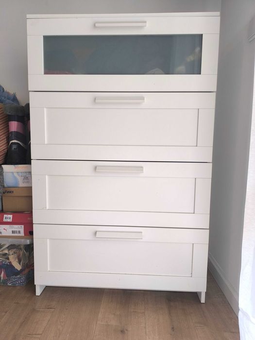 Cómoda c4 gavetas, branco vidro fosco, 78x124 cm BRIMNES - IKEA