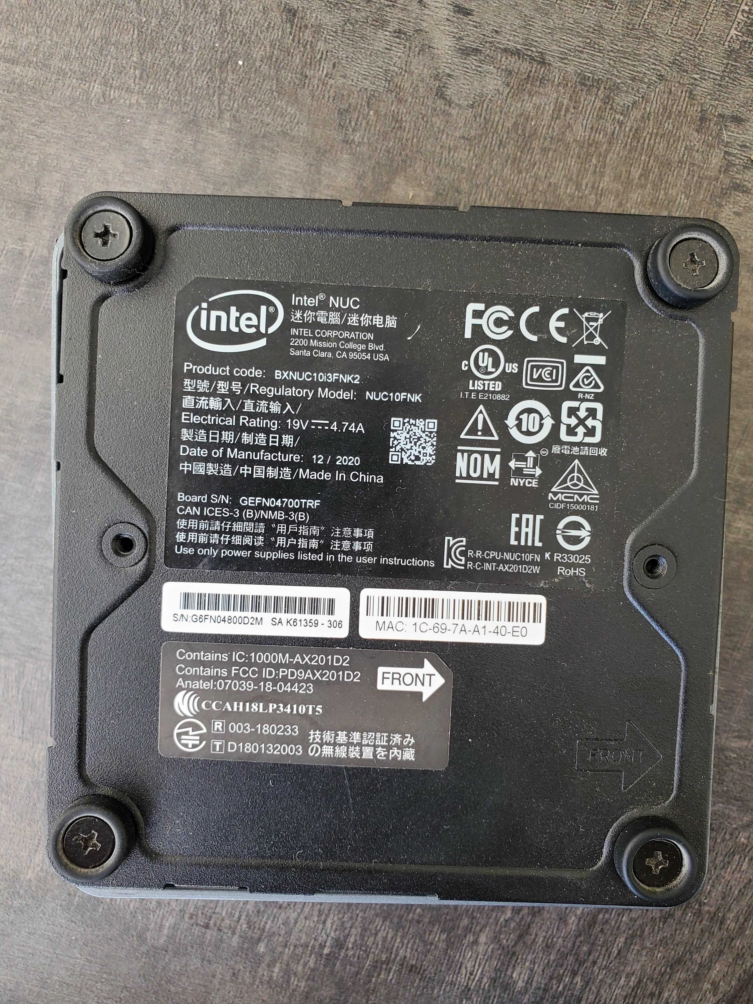 Міні ПК INTEL NUC 10 Intel Core i3-10110U 8GB RAM no SSD BXNUC10i3FNK2
