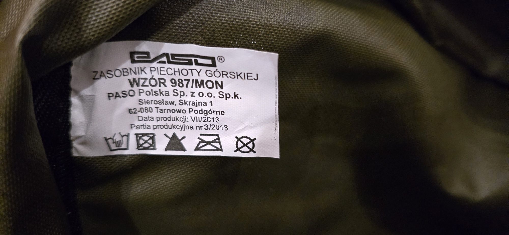 Plecak zasobnik piechoty górskiej wz 987 mon paso mały